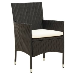 Salon de jardin 7 pcs avec coussins résine tressée noir 629722629722