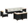 Salon de jardin 8 pcs avec coussins noir résine tressée 629723629723