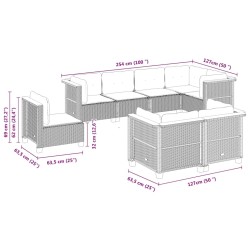 Salon de jardin 8 pcs avec coussins noir résine tressée 629723629723