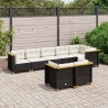 Salon de jardin 8 pcs avec coussins noir résine tressée 629724629724