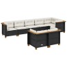 Salon de jardin 8 pcs avec coussins noir résine tressée 629724629724