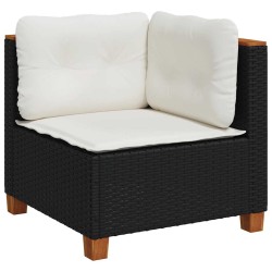 Salon de jardin 8 pcs avec coussins noir résine tressée 629724629724
