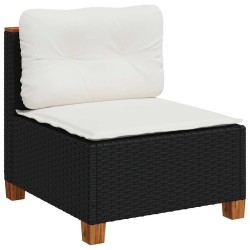 Salon de jardin 8 pcs avec coussins noir résine tressée 629724629724