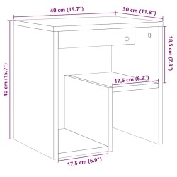 Table de chevet chêne artisanal 40x30x40 cm bois d'ingénierie 629727629727