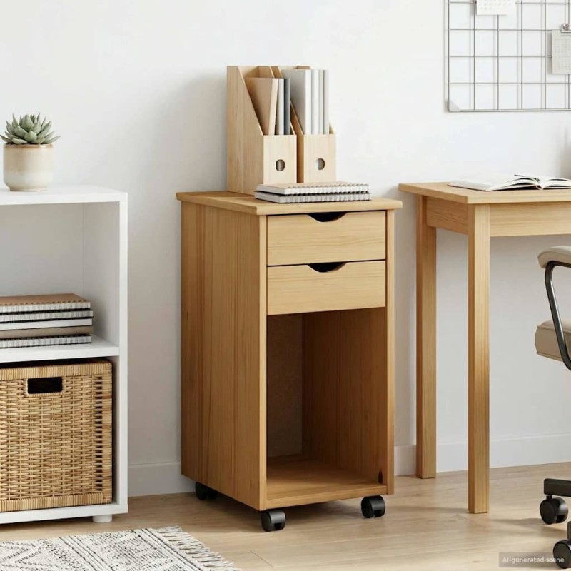 Cabinet roulant Brun Miel 34 x 39 x 65,5 cm Pin massif 629737629737