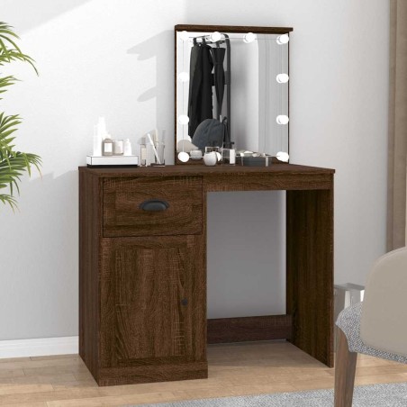 Coiffeuse avec LED chêne marron 90x50x132,5cm bois d'ingénierie 629740629740