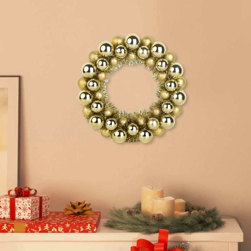 Couronnes de Boules de Noël 2 pcs Doré 33 x 33 x 7 cm 629744629744