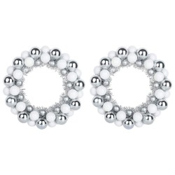 Couronnes de Boules de Noël 2 pcs Blanc et Argent 629745629745