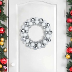 Couronnes de Boules de Noël 2 pcs Blanc et Argent 629745629745