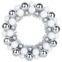 Couronnes de Boules de Noël 2 pcs Blanc et Argent 629745629745