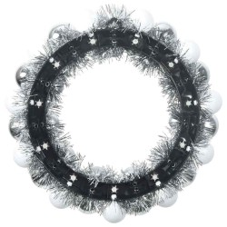 Couronnes de Boules de Noël 2 pcs Blanc et Argent 629745629745