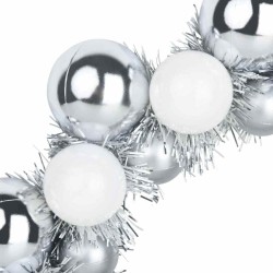 Couronnes de Boules de Noël 2 pcs Blanc et Argent 629745629745