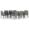 Ensemble à manger de jardin 9 pcs Résine tressée Gris 629750629750