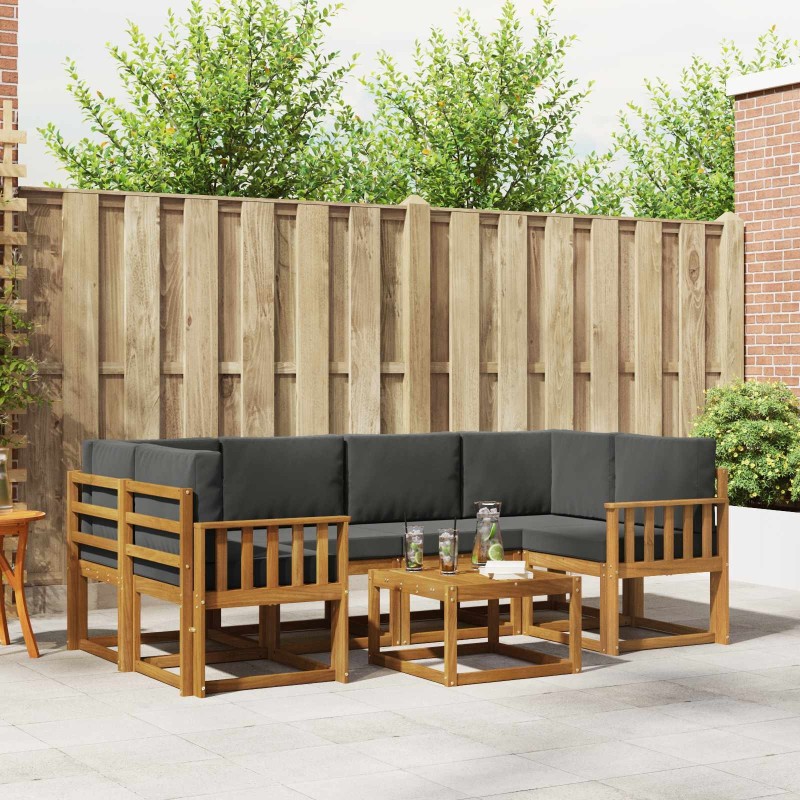 Ensemble de canapés d'extérieur 7 pcs Naturel et Anthracite 629752629752