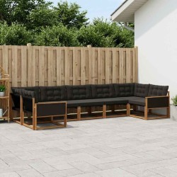 Ensemble de canapés d'extérieur 7 pcs Naturel et noir 629755629755