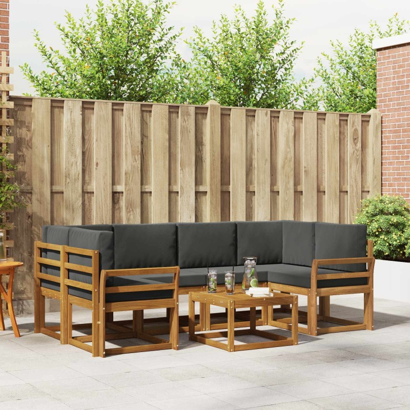 Ensemble de canapés d'extérieur 7 pcs Naturel et Anthracite 629767629767