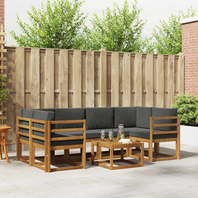 Ensemble de canapés d'extérieur 7 pcs Naturel et Anthracite 629769629769