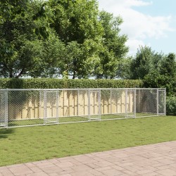 Cage pour chien avec portes gris 10x2x1,5 m acier galvanisé 629777629777