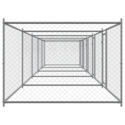 Cage pour chien avec portes gris 10x2x1,5 m acier galvanisé 629777629777
