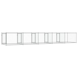 Cage pour chien avec portes gris 10x2x1,5 m acier galvanisé 629777629777