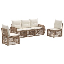 Ensemble de canapé de jardin 5 pcs Beige et blanc crème 629787629787