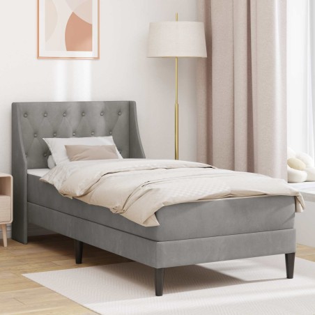 Cadre de lit avec matelas Gris clair 100 x 200 cm Velours 629807629807