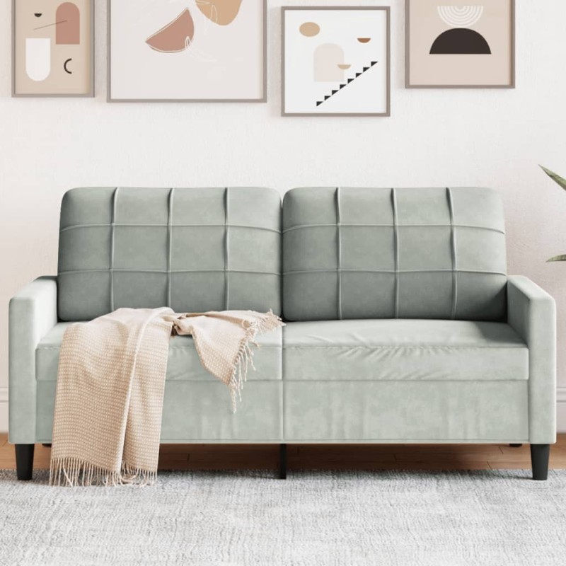 Canapé à 2 places Gris clair 140 cm Velours 629815629815