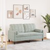 Canapé 2 places avec oreillers gris clair 140 cm velours 629816629816