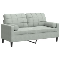 Canapé 2 places avec oreillers gris clair 140 cm velours 629816629816