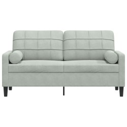 Canapé 2 places avec oreillers gris clair 140 cm velours 629816629816