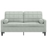 Canapé 2 places avec oreillers gris clair 140 cm velours 629816629816