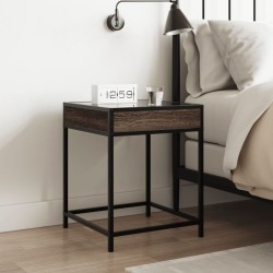 Table de chevet avec LED infini chêne marron 40x40x51 cm 629828629828