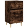 Table de chevet avec pieds en bois solide Chêne fumé 40x35x69cm 629833629833