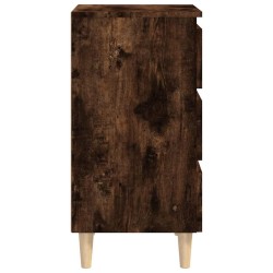 Table de chevet avec pieds en bois solide Chêne fumé 40x35x69cm 629833629833