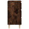 Table de chevet avec pieds en bois solide Chêne fumé 40x35x69cm 629833629833