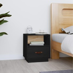 Table de chevet Noir 40x34x45 cm Bois de pin massif 629838629838
