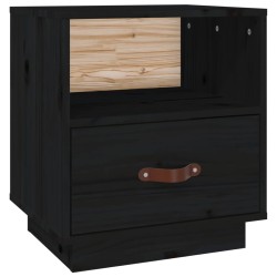 Table de chevet Noir 40x34x45 cm Bois de pin massif 629838629838