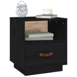 Table de chevet Noir 40x34x45 cm Bois de pin massif 629838629838