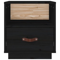 Table de chevet Noir 40x34x45 cm Bois de pin massif 629838629838