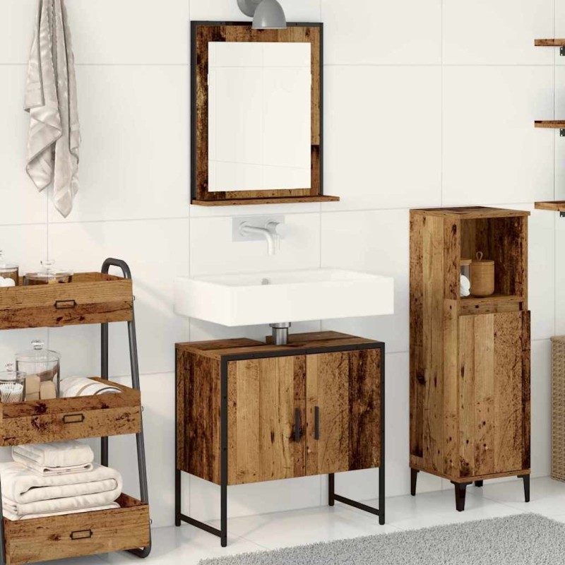 Ensemble de mobilier de salle de bain avec porte 2 pcs Marron 629848629848