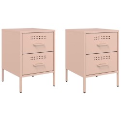 Tables de chevet 2 pcs rose 36x39x50,5 cm acier 629853629853