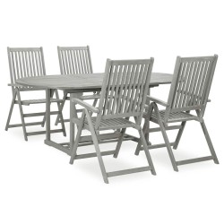 Ensemble de salle à manger de jardin 5 pièces (150-200) x 100 cm en bois d'acacia massif gris 629854629854