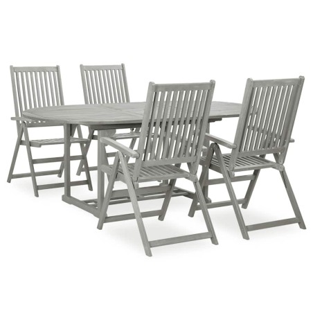 Ensemble de salle à manger de jardin 5 pièces (150-200) x 100 cm en bois d'acacia massif gris 629854629854