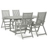 Ensemble de salle à manger de jardin 5 pièces (150-200) x 100 cm en bois d'acacia massif gris 629854629854
