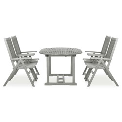 Ensemble de salle à manger de jardin 5 pièces (150-200) x 100 cm en bois d'acacia massif gris 629854629854