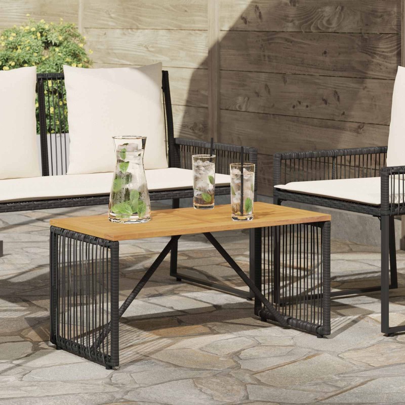 Table de jardin Noir et Marron 80 x 40 x 40 cm polyrotin 629855629855