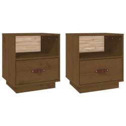 Tables de chevet 2pcs Marron miel 40x34x45cm Bois de pin massif 629862629862