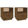 Tables de chevet 2pcs Marron miel 40x34x45cm Bois de pin massif 629862629862