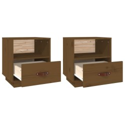 Tables de chevet 2pcs Marron miel 40x34x45cm Bois de pin massif 629862629862