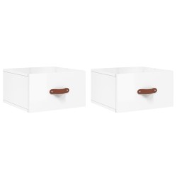 Tables de chevet murales 2 pcs blanc brillant 35x35x20 cm 629865629865